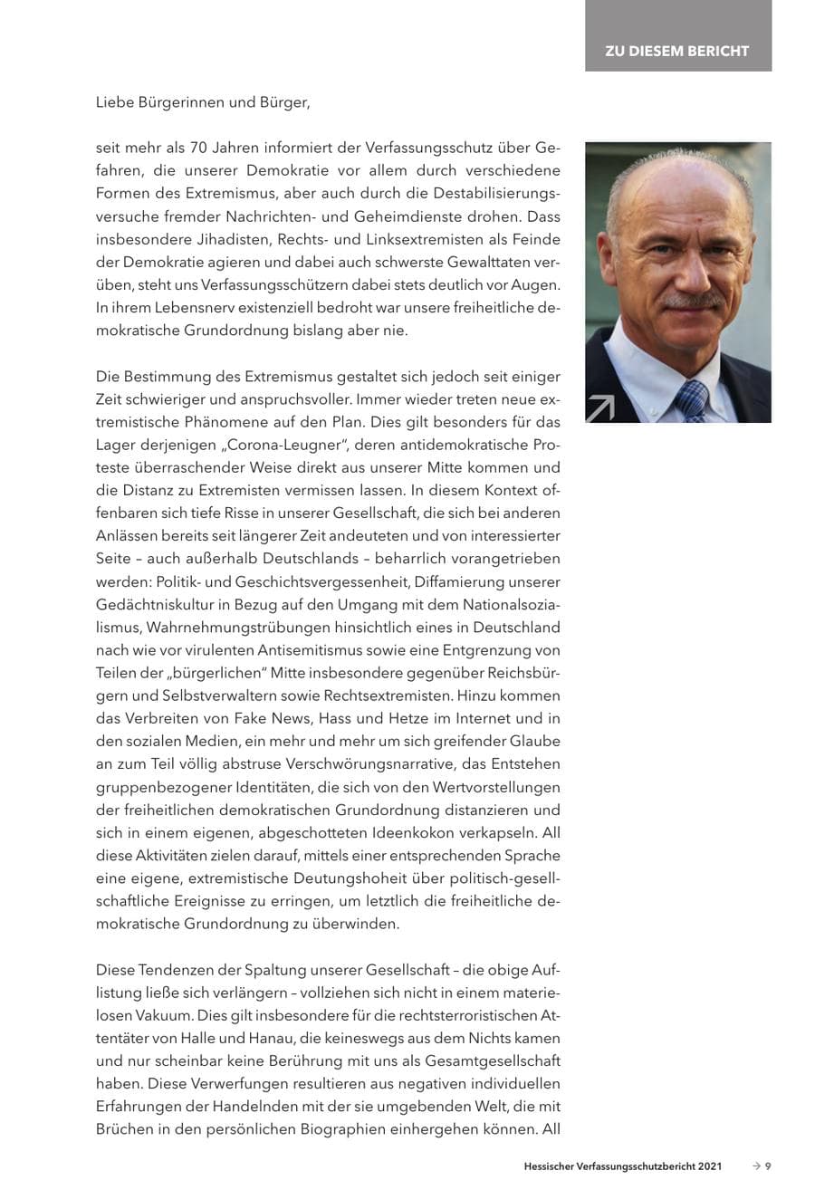 Seite 11 des Verfassungsschutzbericht 2021 Hessen