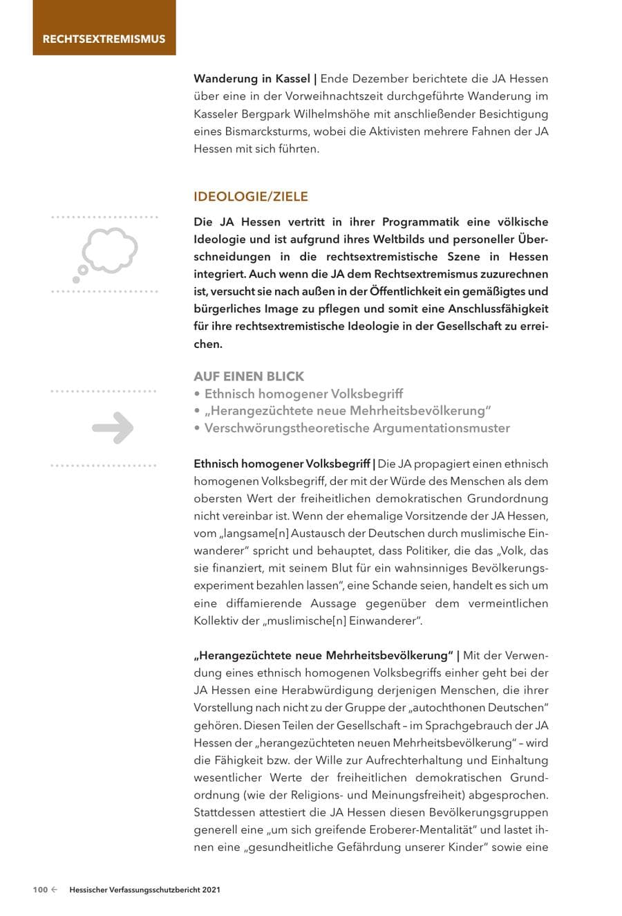Seite 102 des Verfassungsschutzbericht 2021 Hessen