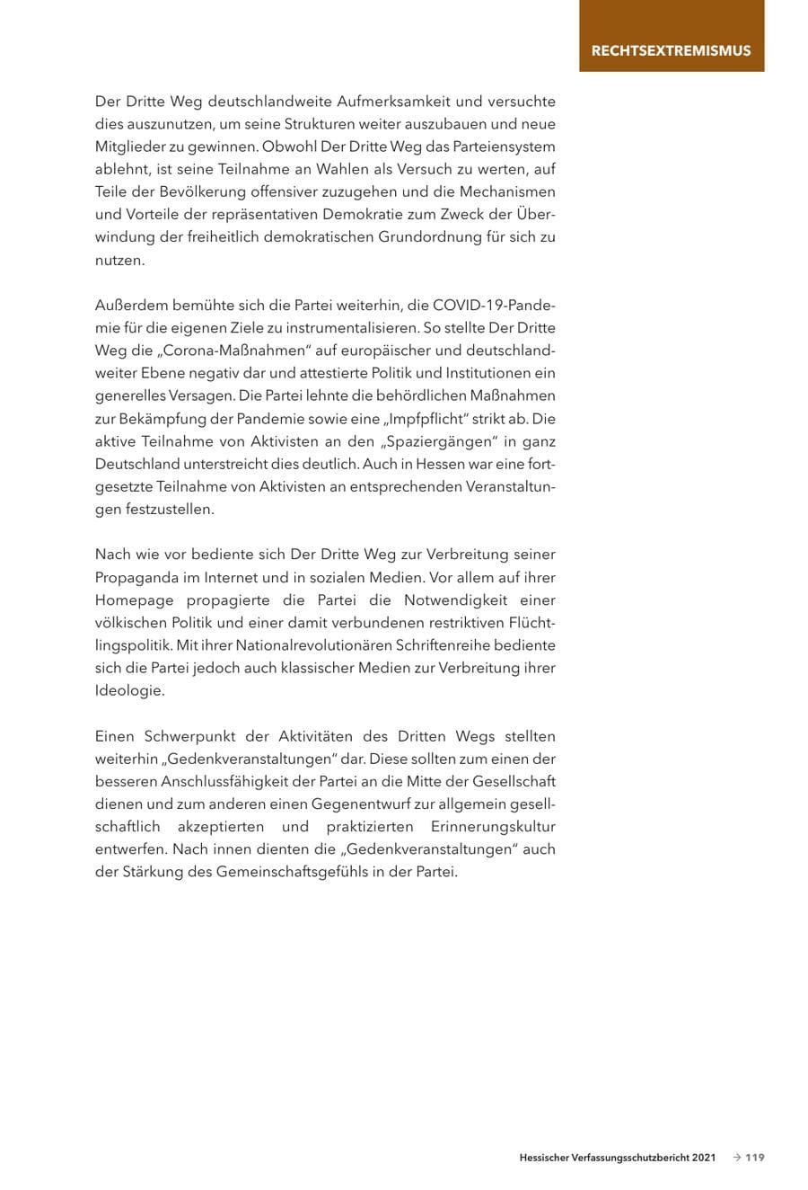 Seite 121 des Verfassungsschutzbericht 2021 Hessen