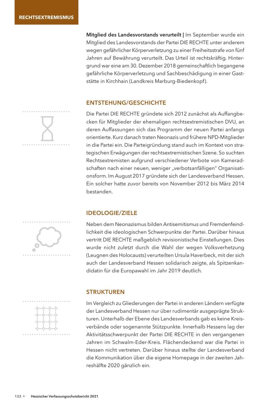 Seite 124 des Verfassungsschutzbericht 2021 Hessen
