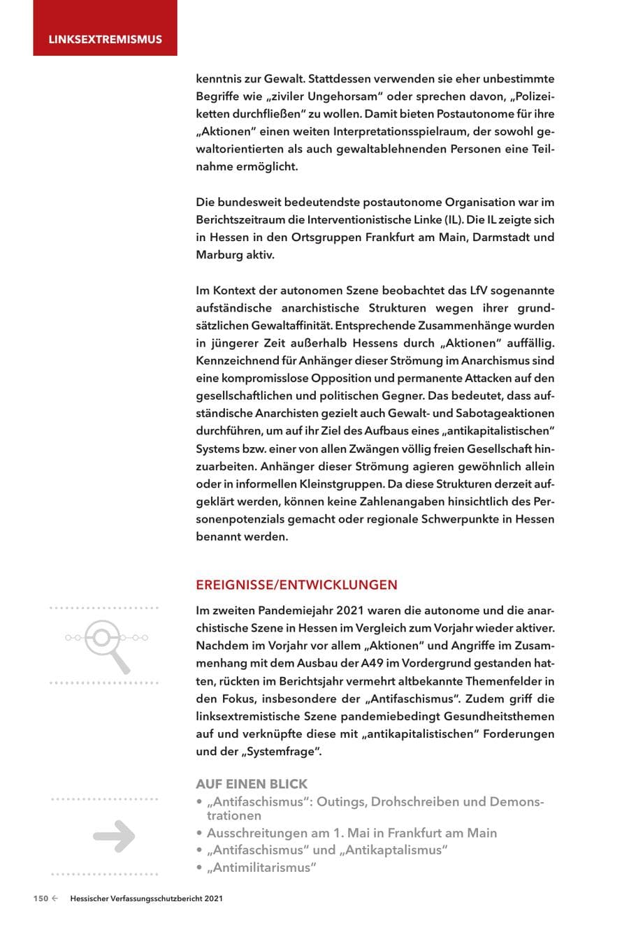 Seite 152 des Verfassungsschutzbericht 2021 Hessen
