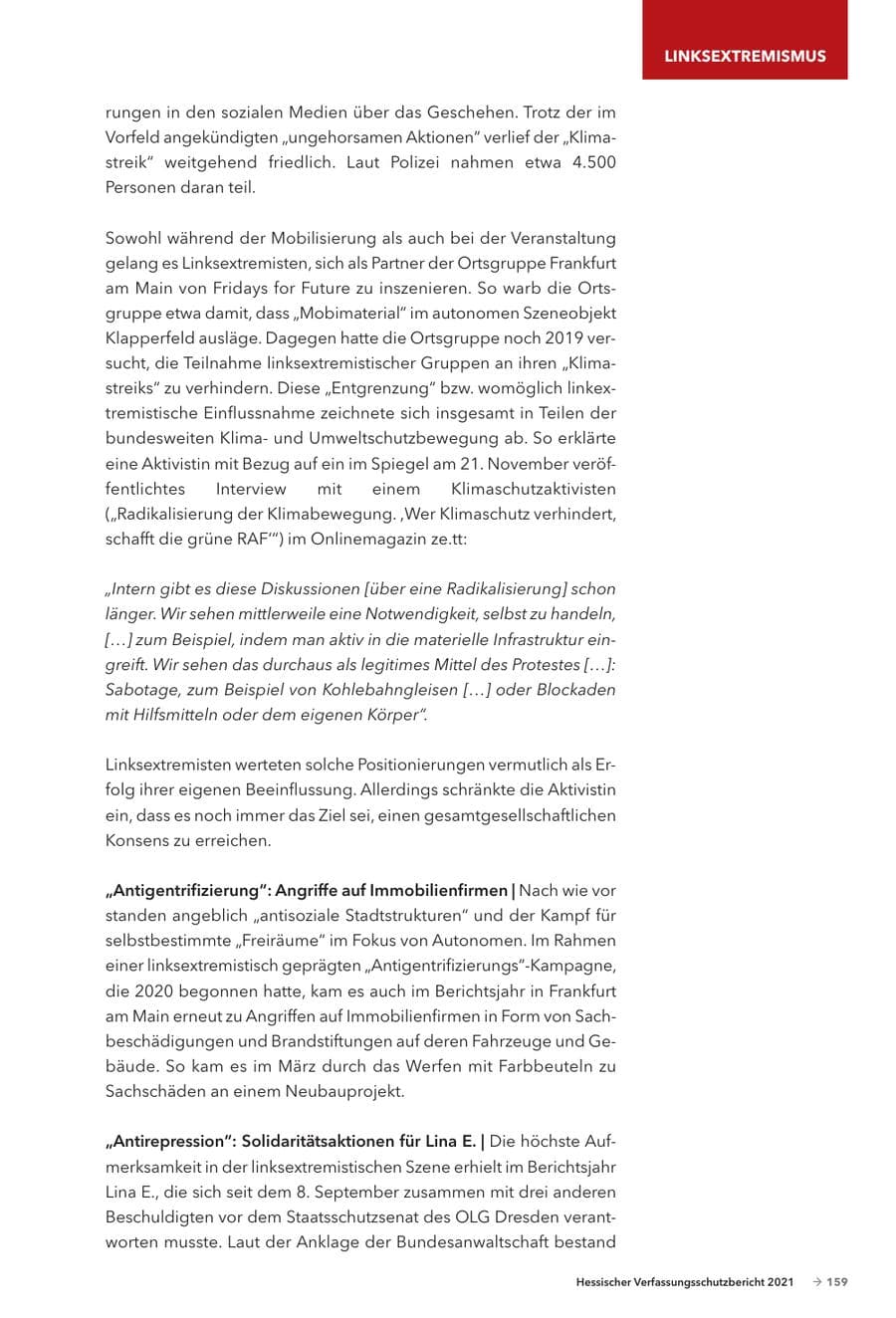 Seite 161 des Verfassungsschutzbericht 2021 Hessen