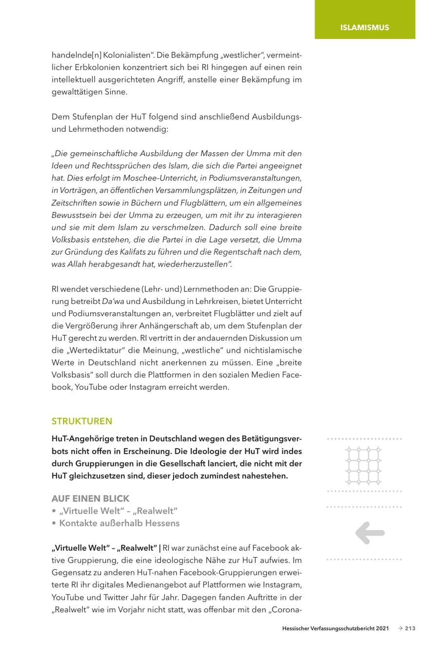 Seite 215 des Verfassungsschutzbericht 2021 Hessen