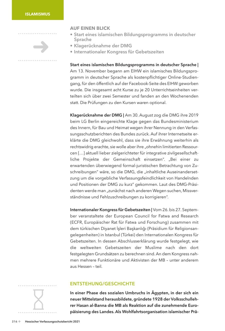 Seite 218 des Verfassungsschutzbericht 2021 Hessen
