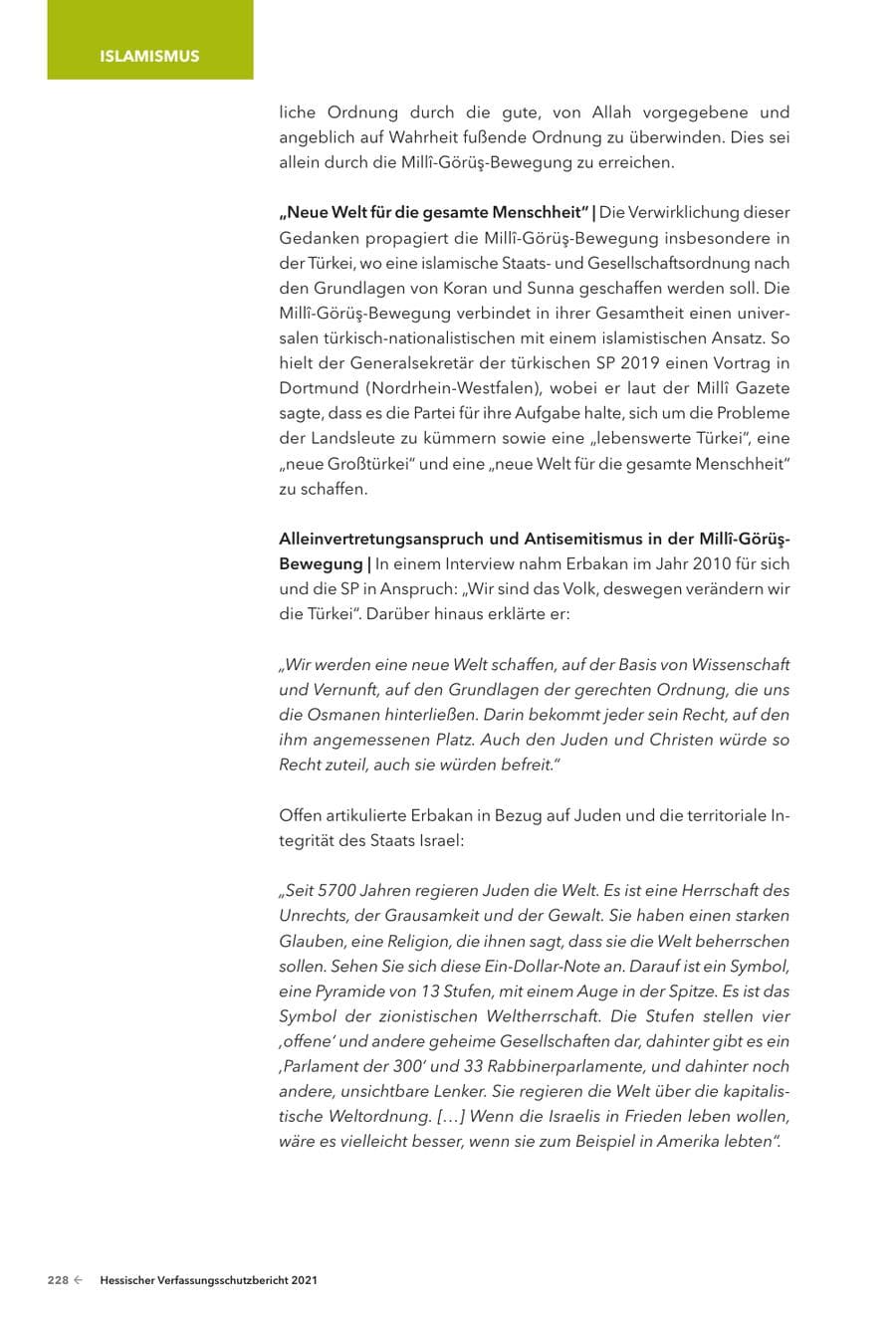 Seite 230 des Verfassungsschutzbericht 2021 Hessen