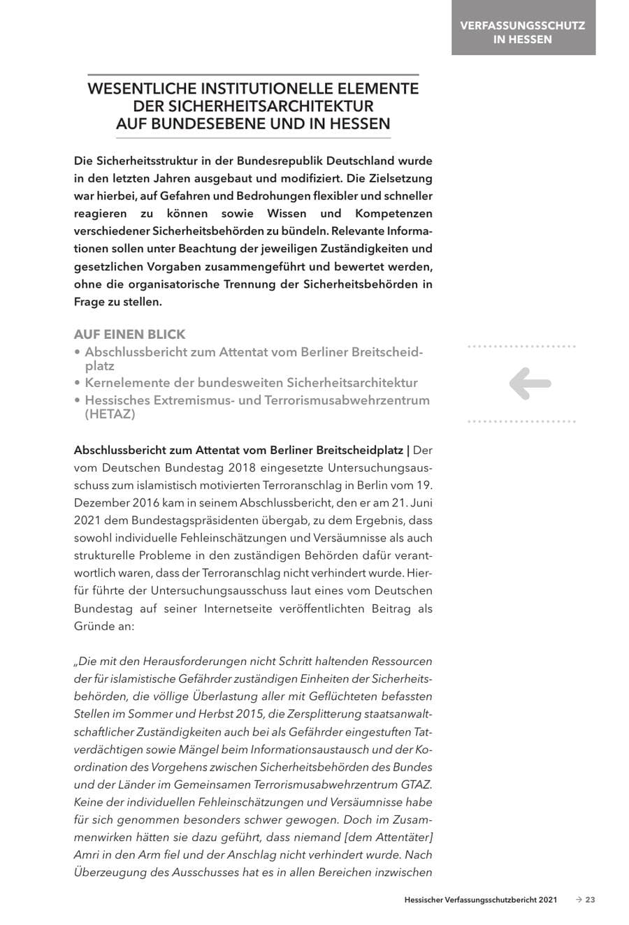 Seite 25 des Verfassungsschutzbericht 2021 Hessen