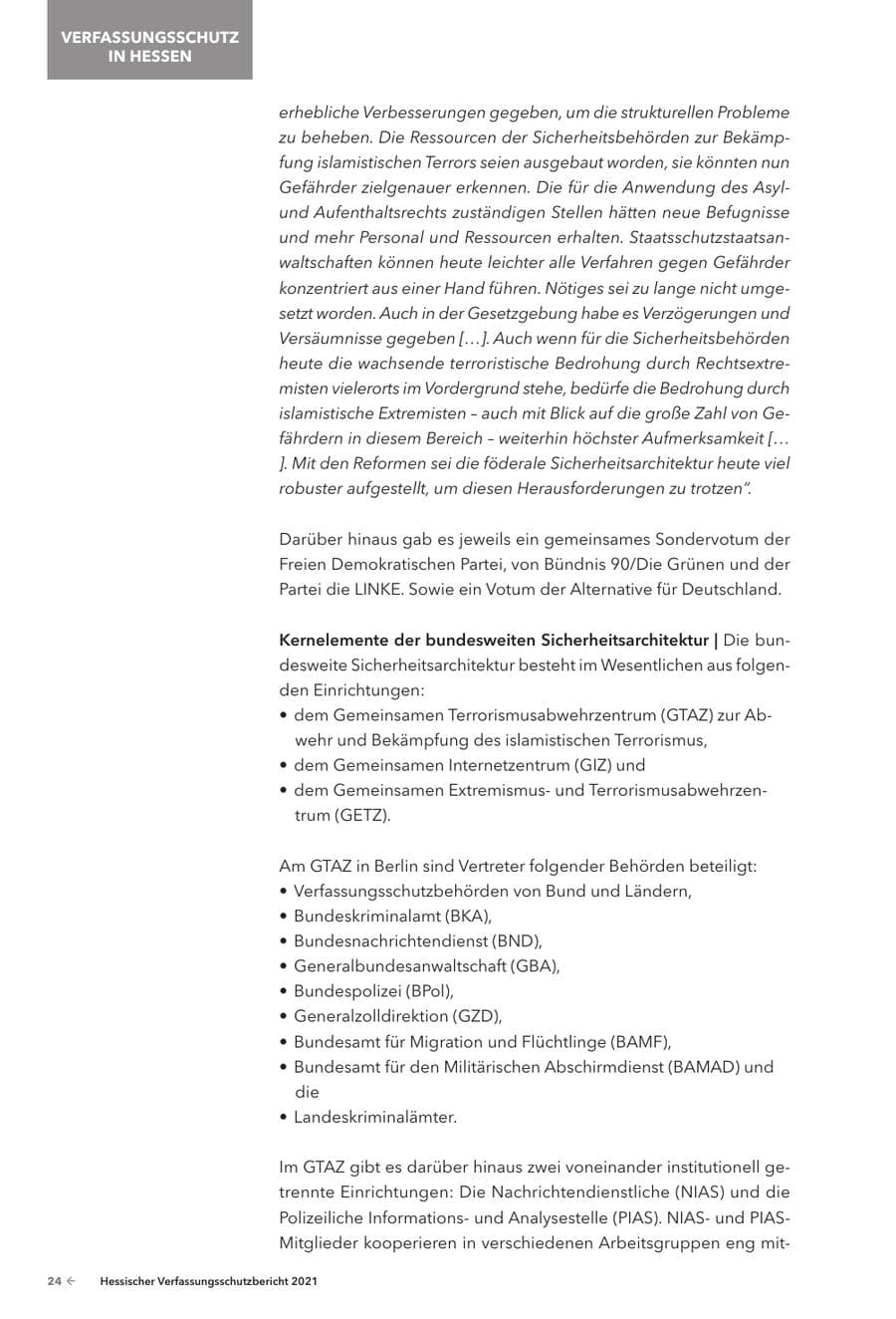 Seite 26 des Verfassungsschutzbericht 2021 Hessen
