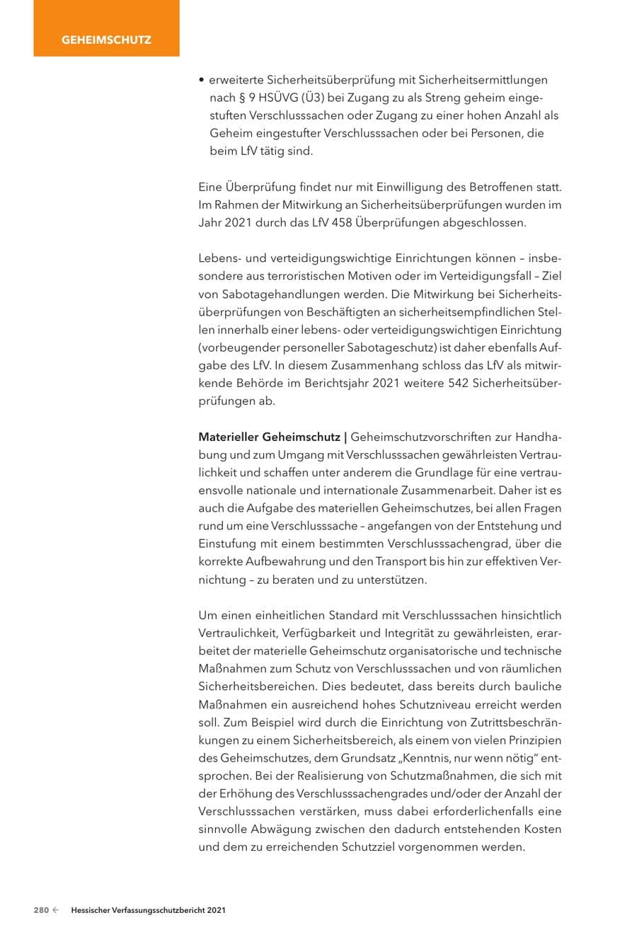 Seite 282 des Verfassungsschutzbericht 2021 Hessen