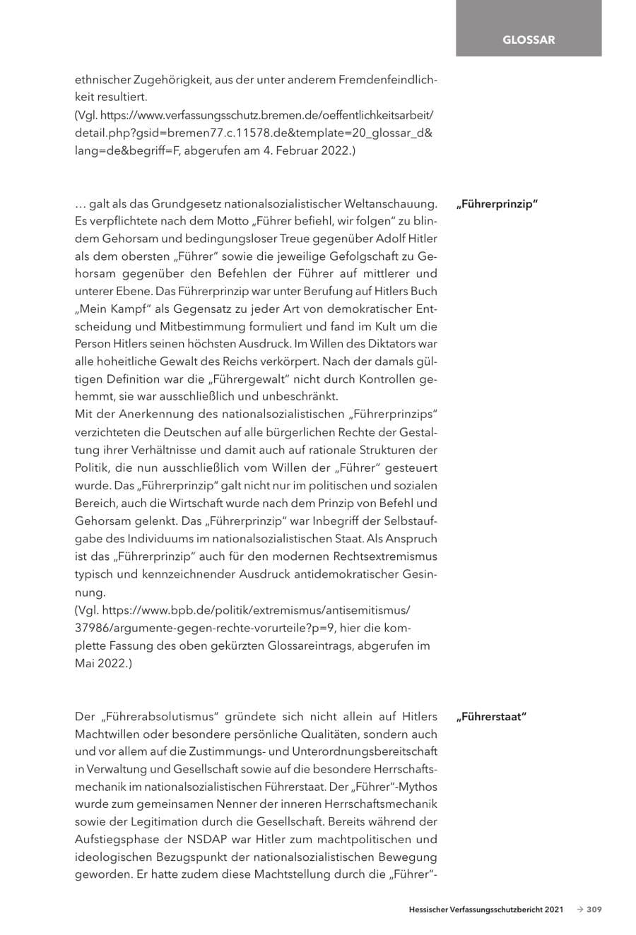 Seite 311 des Verfassungsschutzbericht 2021 Hessen