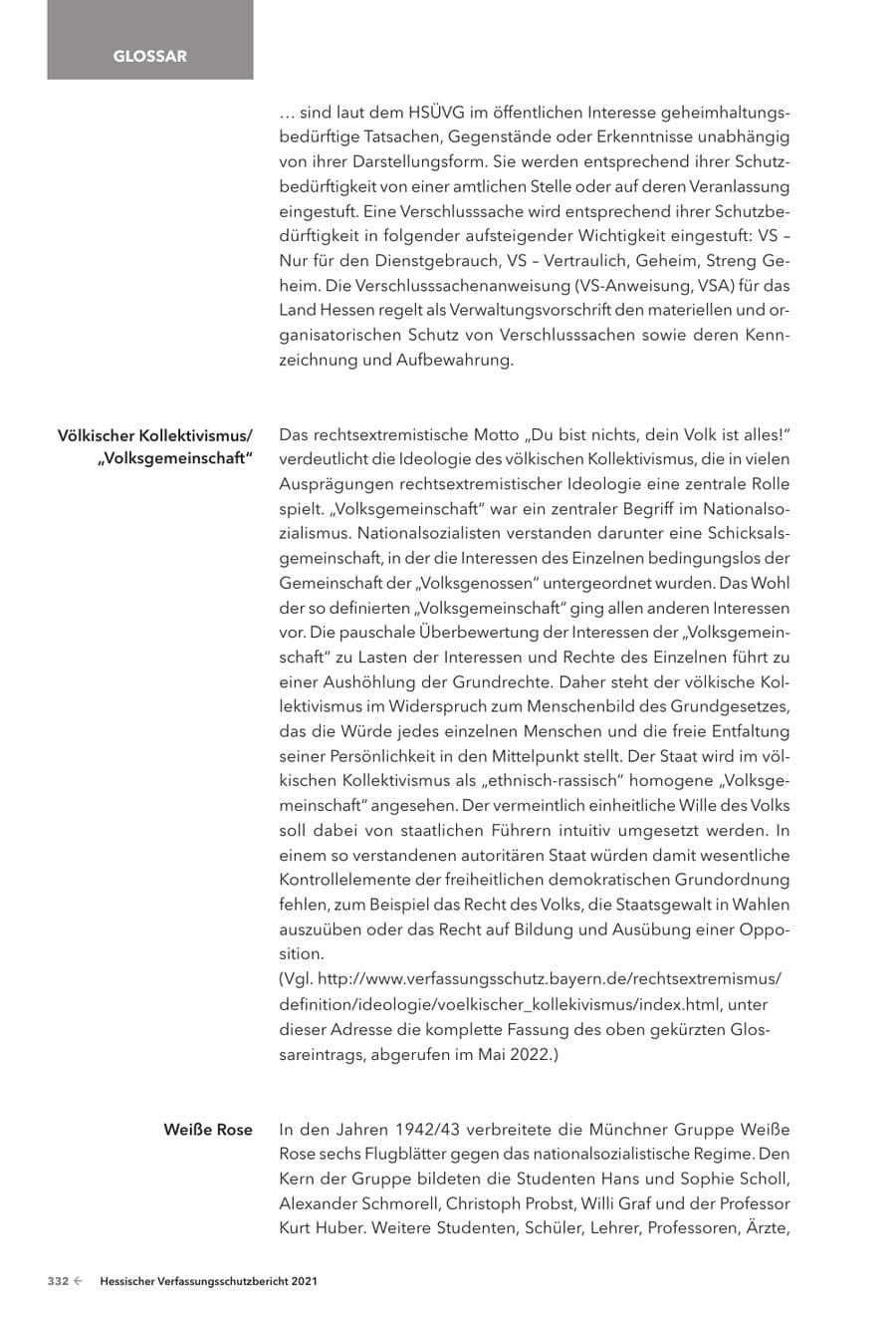 Seite 334 des Verfassungsschutzbericht 2021 Hessen