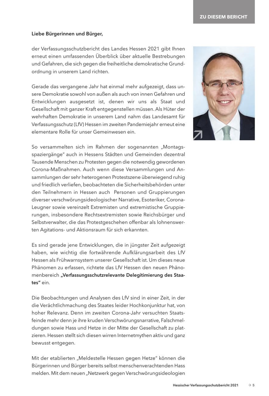 Seite 7 des Verfassungsschutzbericht 2021 Hessen