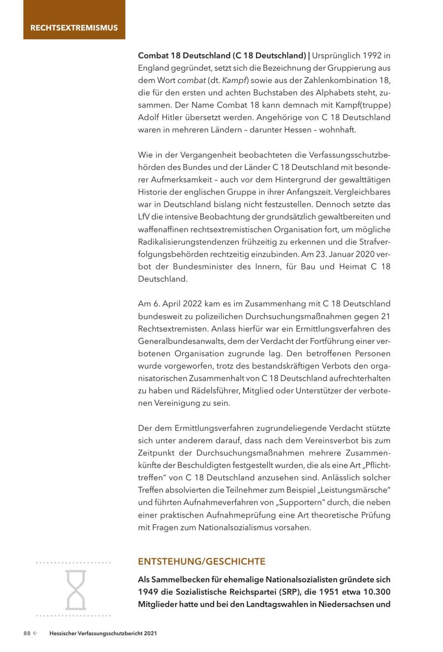 Seite 90 des Verfassungsschutzbericht 2021 Hessen