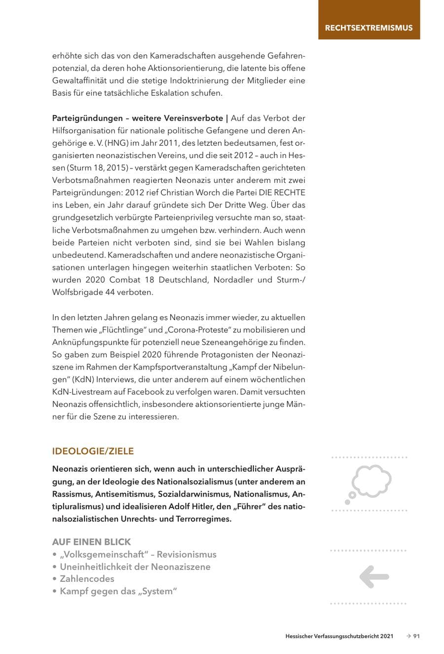 Seite 93 des Verfassungsschutzbericht 2021 Hessen