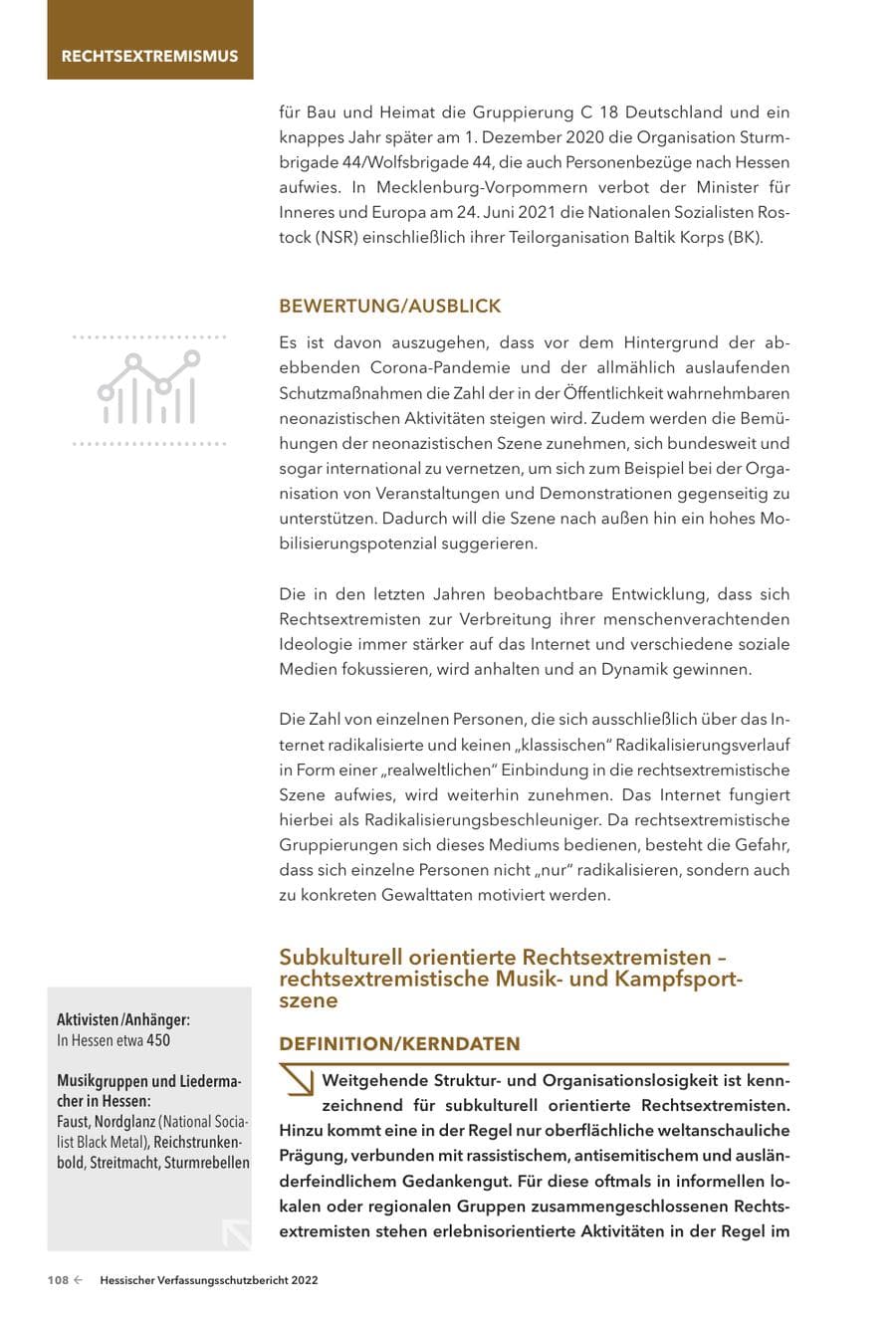 Seite 110 des Verfassungsschutzbericht 2022 Hessen