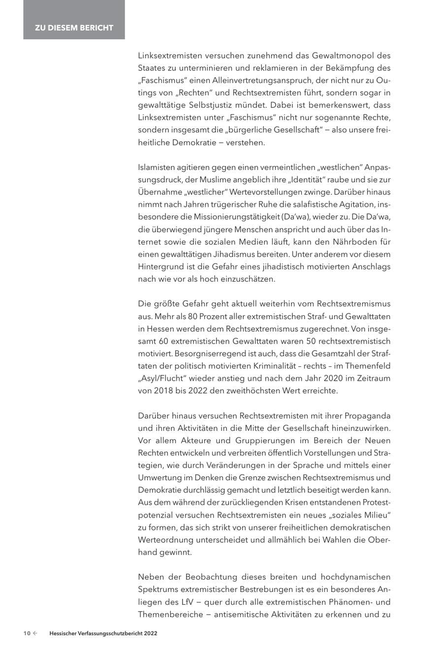 Seite 12 des Verfassungsschutzbericht 2022 Hessen