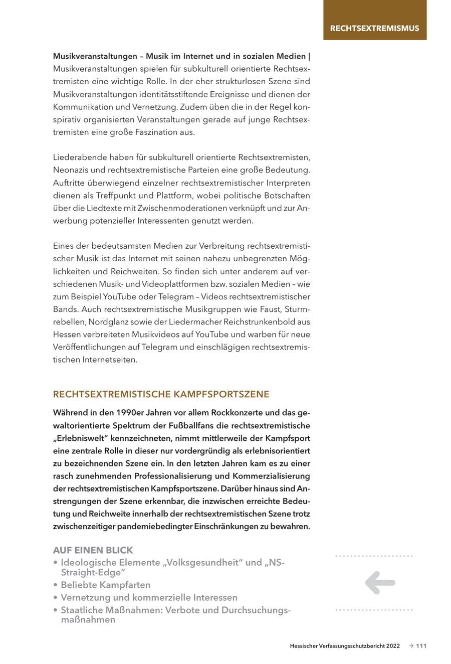 Seite 113 des Verfassungsschutzbericht 2022 Hessen