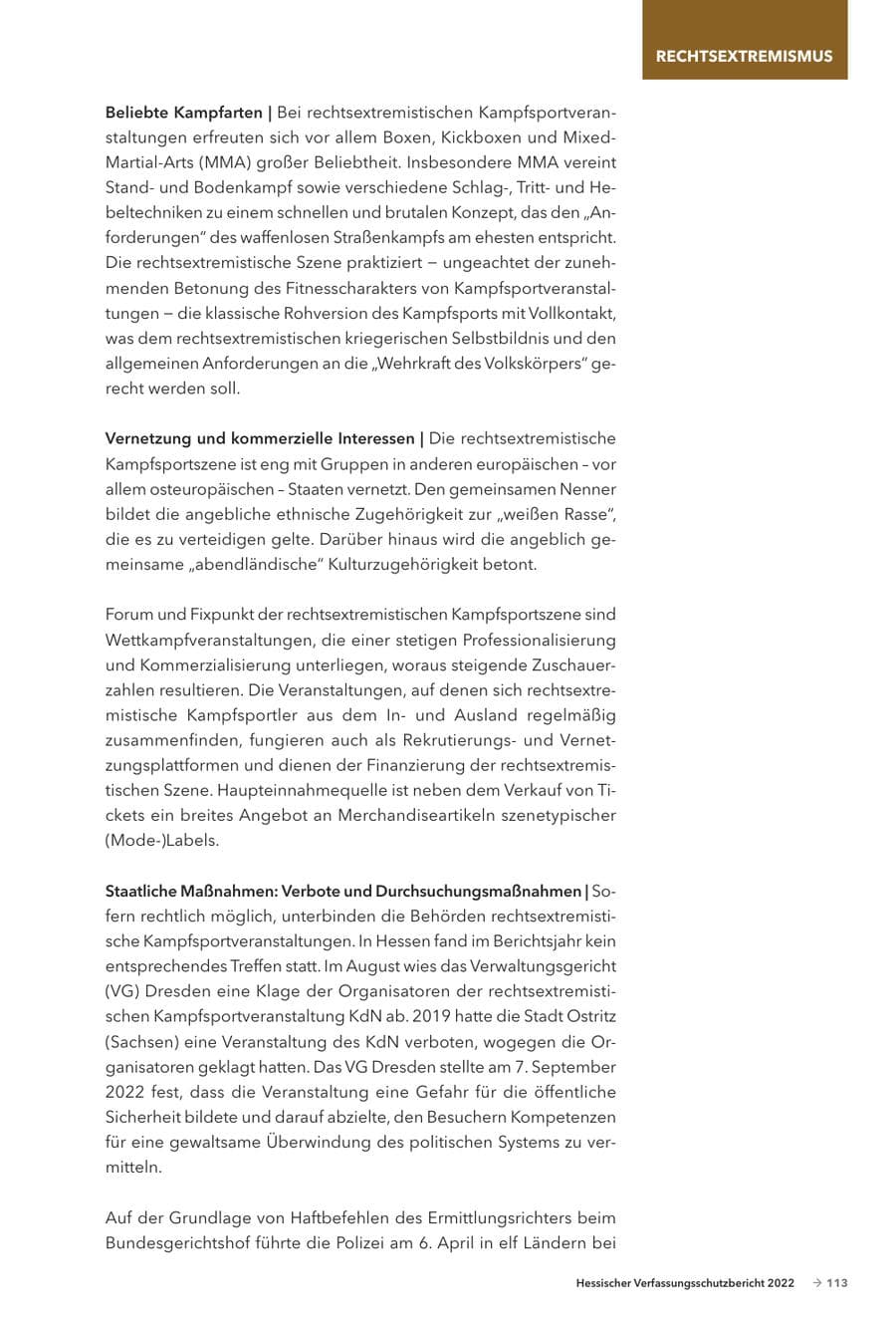 Seite 115 des Verfassungsschutzbericht 2022 Hessen