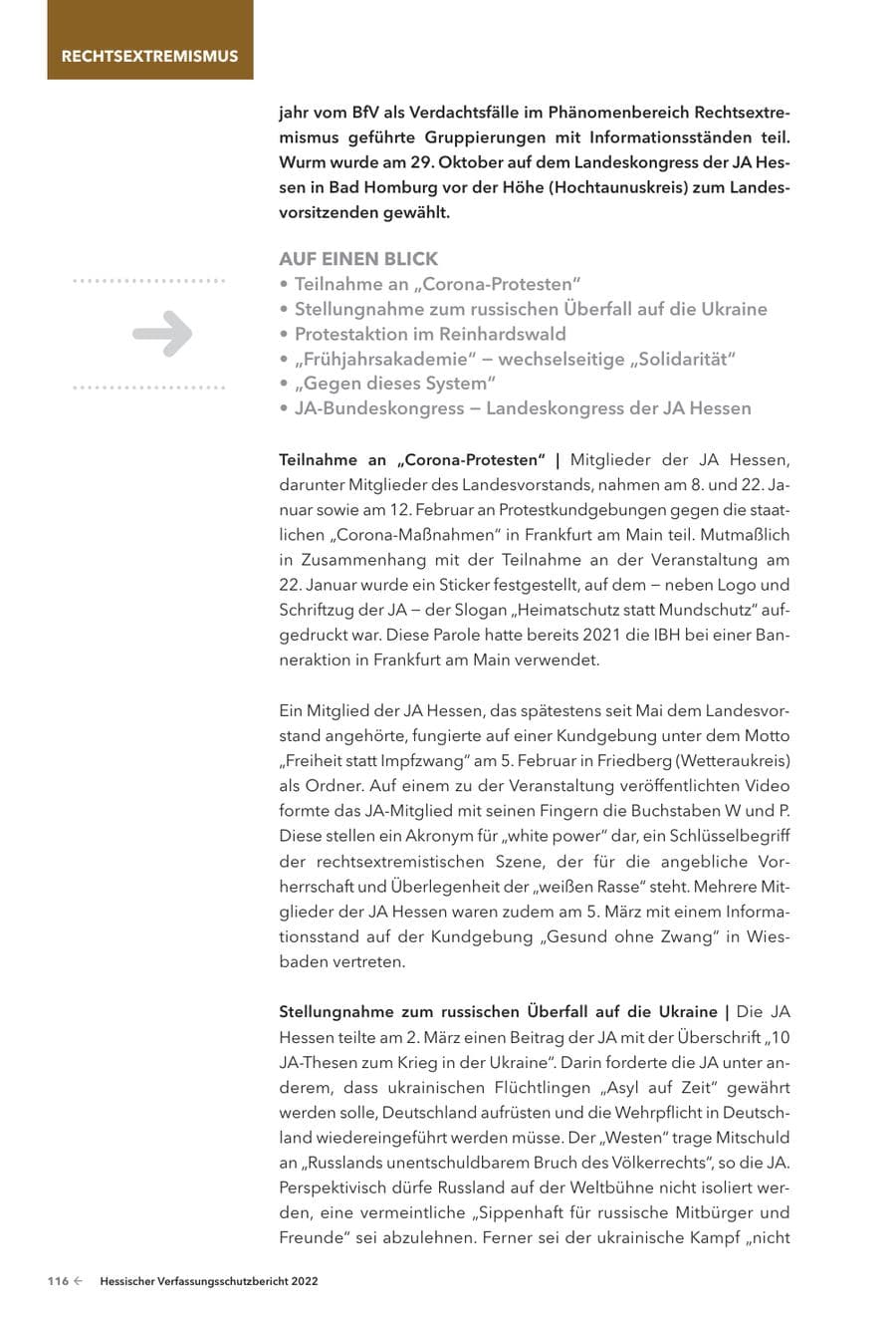 Seite 118 des Verfassungsschutzbericht 2022 Hessen