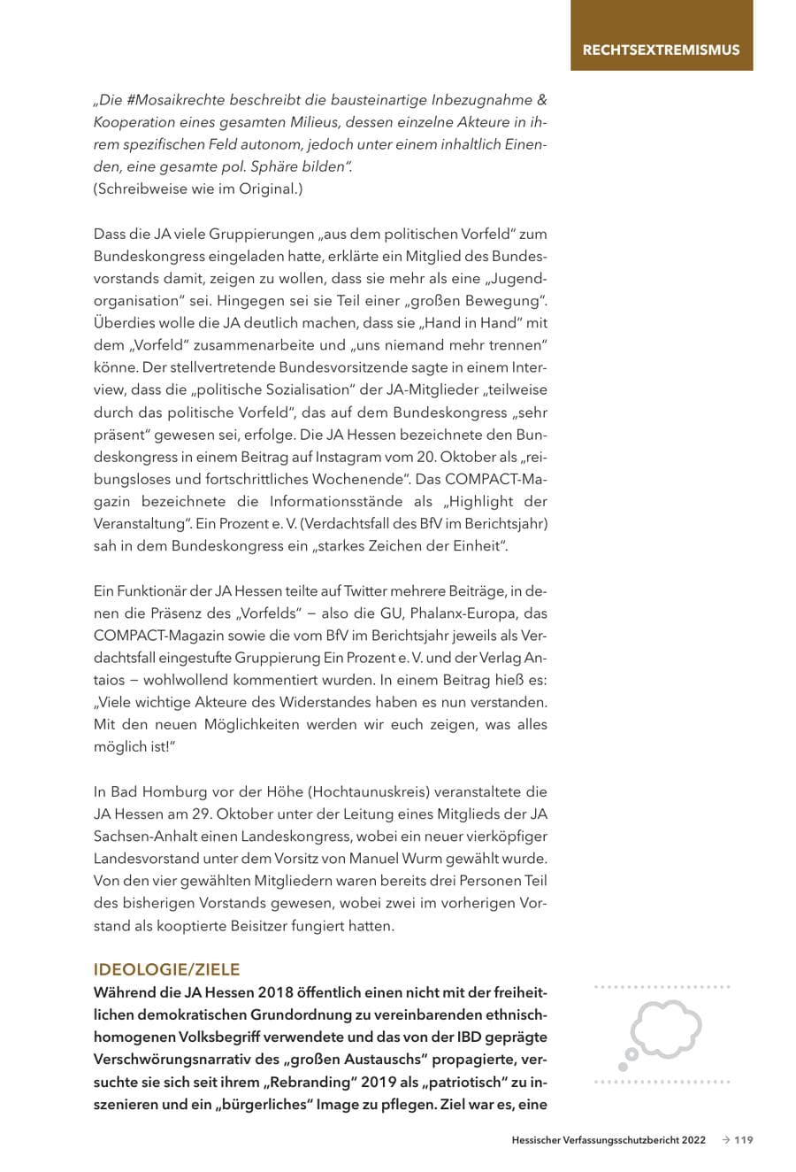 Seite 121 des Verfassungsschutzbericht 2022 Hessen