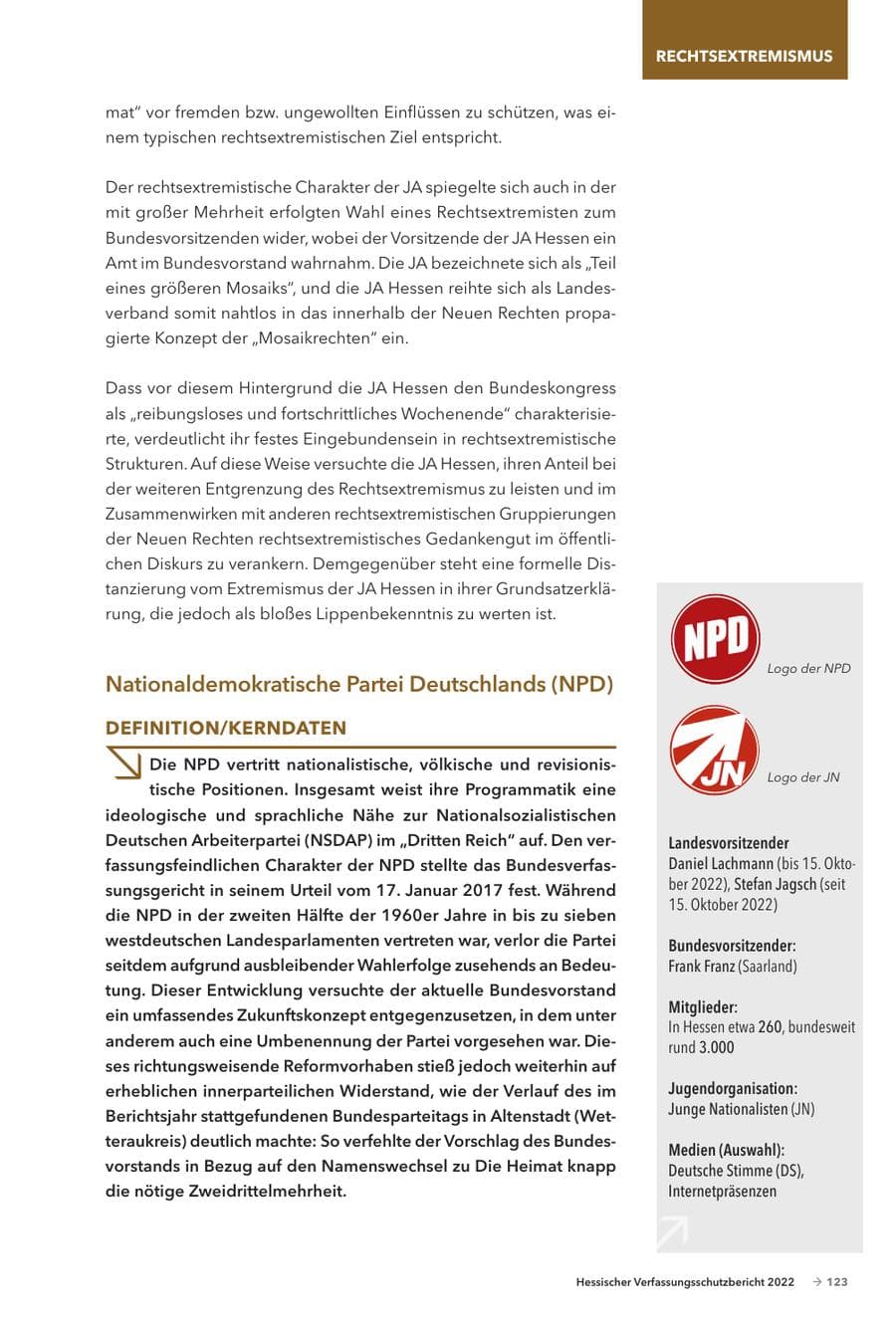 Seite 125 des Verfassungsschutzbericht 2022 Hessen