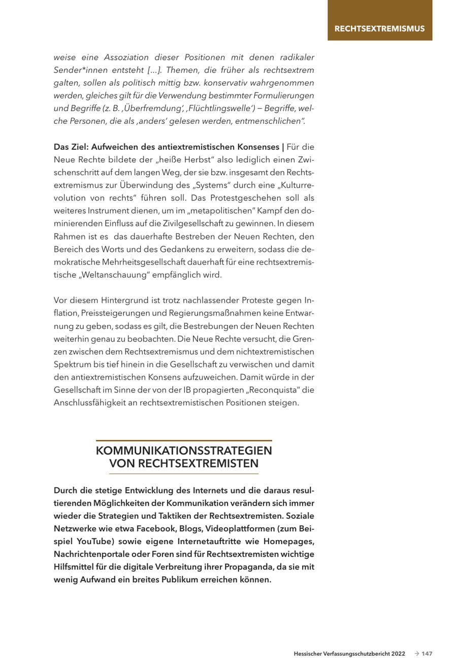 Seite 149 des Verfassungsschutzbericht 2022 Hessen