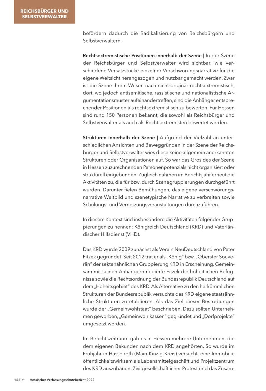 Seite 160 des Verfassungsschutzbericht 2022 Hessen