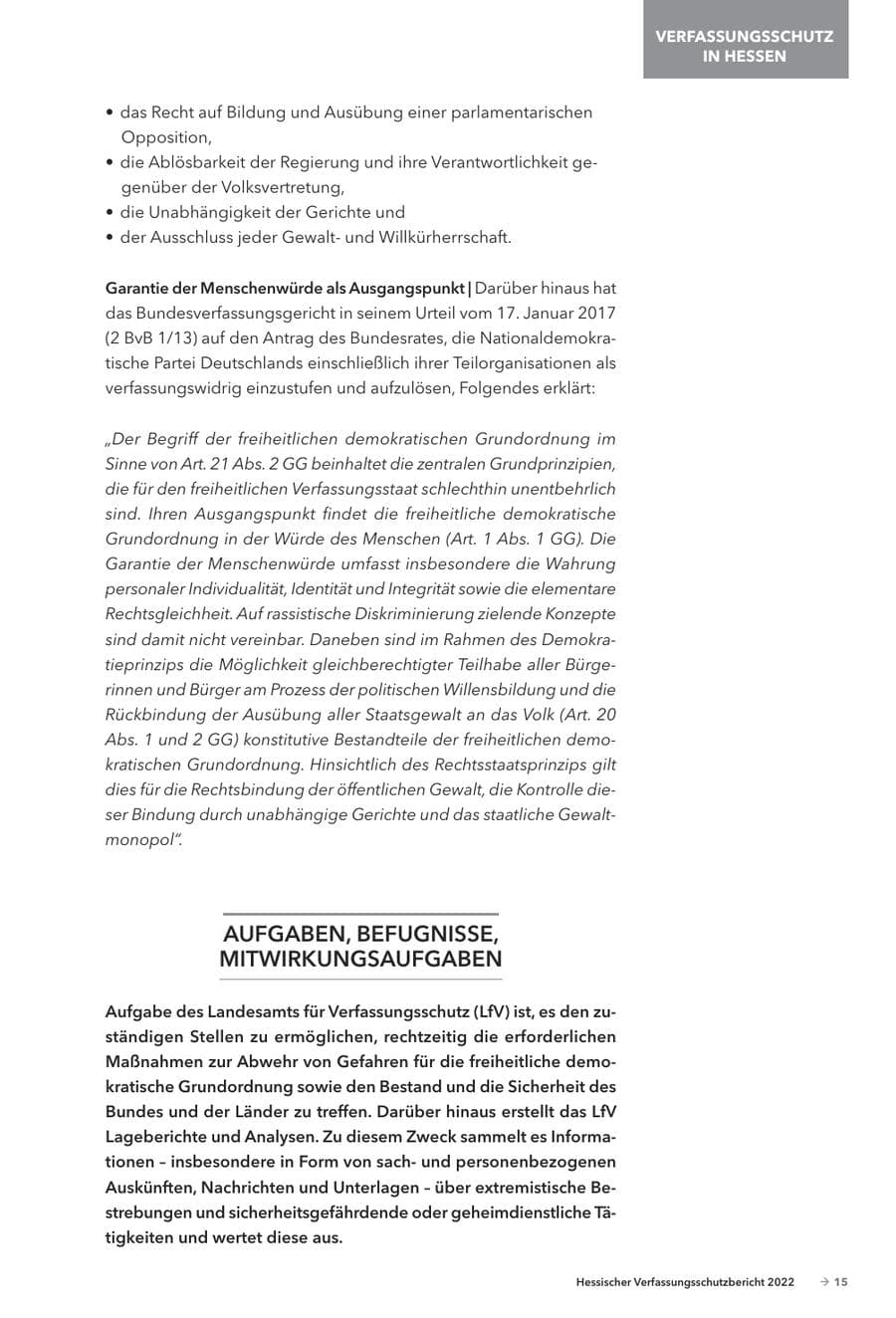 Seite 17 des Verfassungsschutzbericht 2022 Hessen