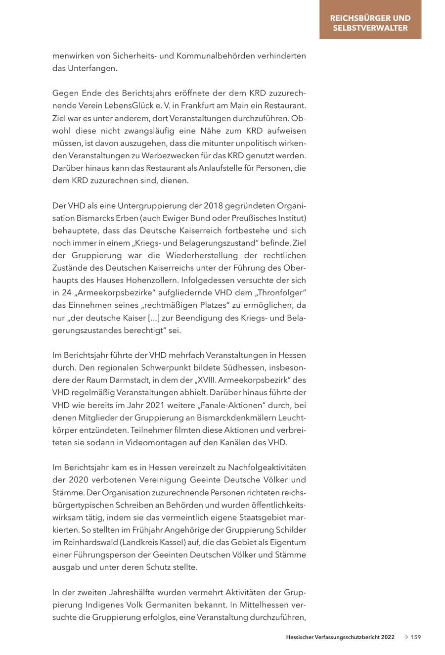 Seite 161 des Verfassungsschutzbericht 2022 Hessen