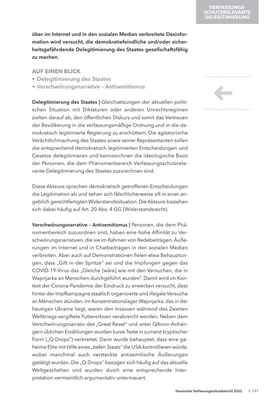 Seite 173 des Verfassungsschutzbericht 2022 Hessen