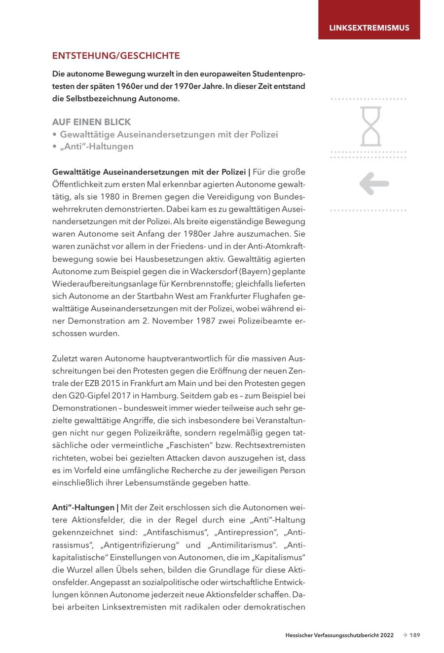 Seite 191 des Verfassungsschutzbericht 2022 Hessen