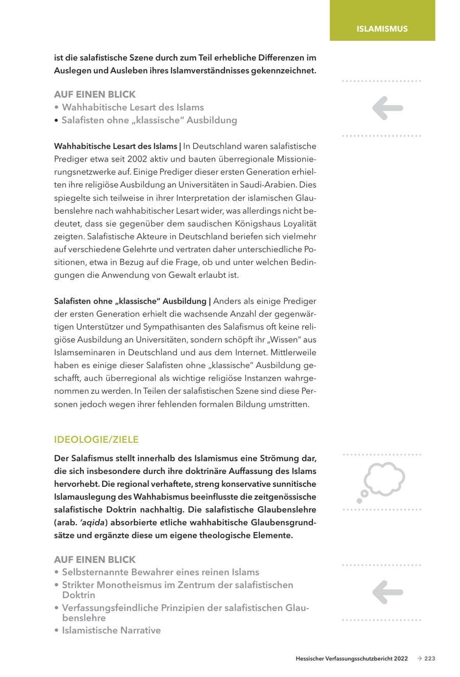 Seite 225 des Verfassungsschutzbericht 2022 Hessen