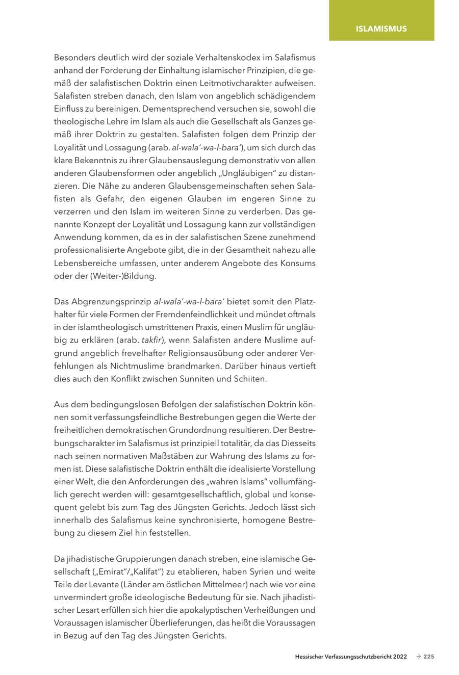 Seite 227 des Verfassungsschutzbericht 2022 Hessen