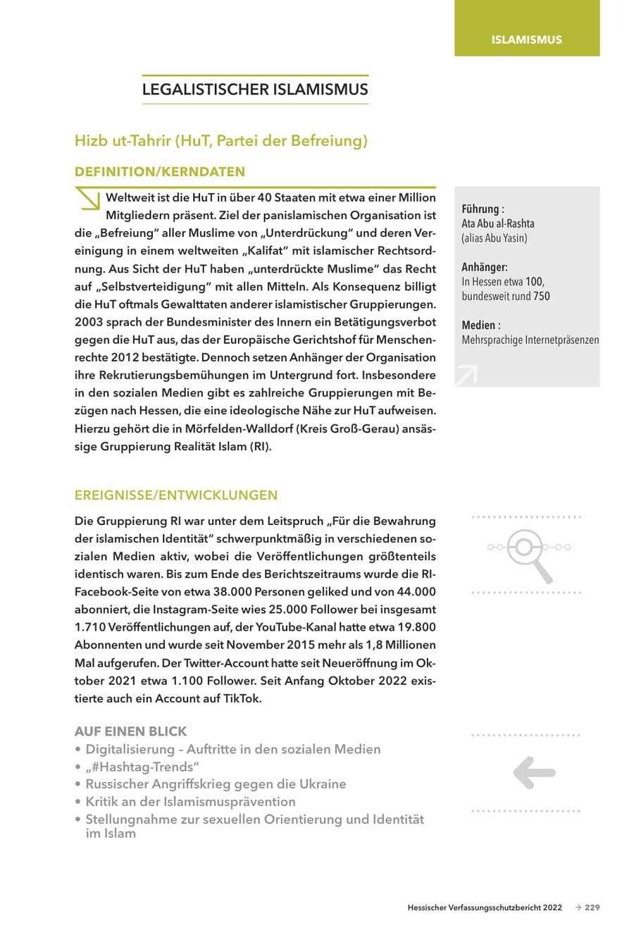 Seite 231 des Verfassungsschutzbericht 2022 Hessen