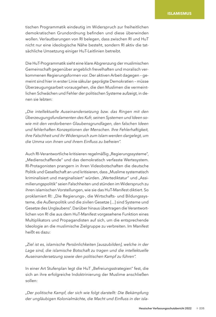 Seite 237 des Verfassungsschutzbericht 2022 Hessen