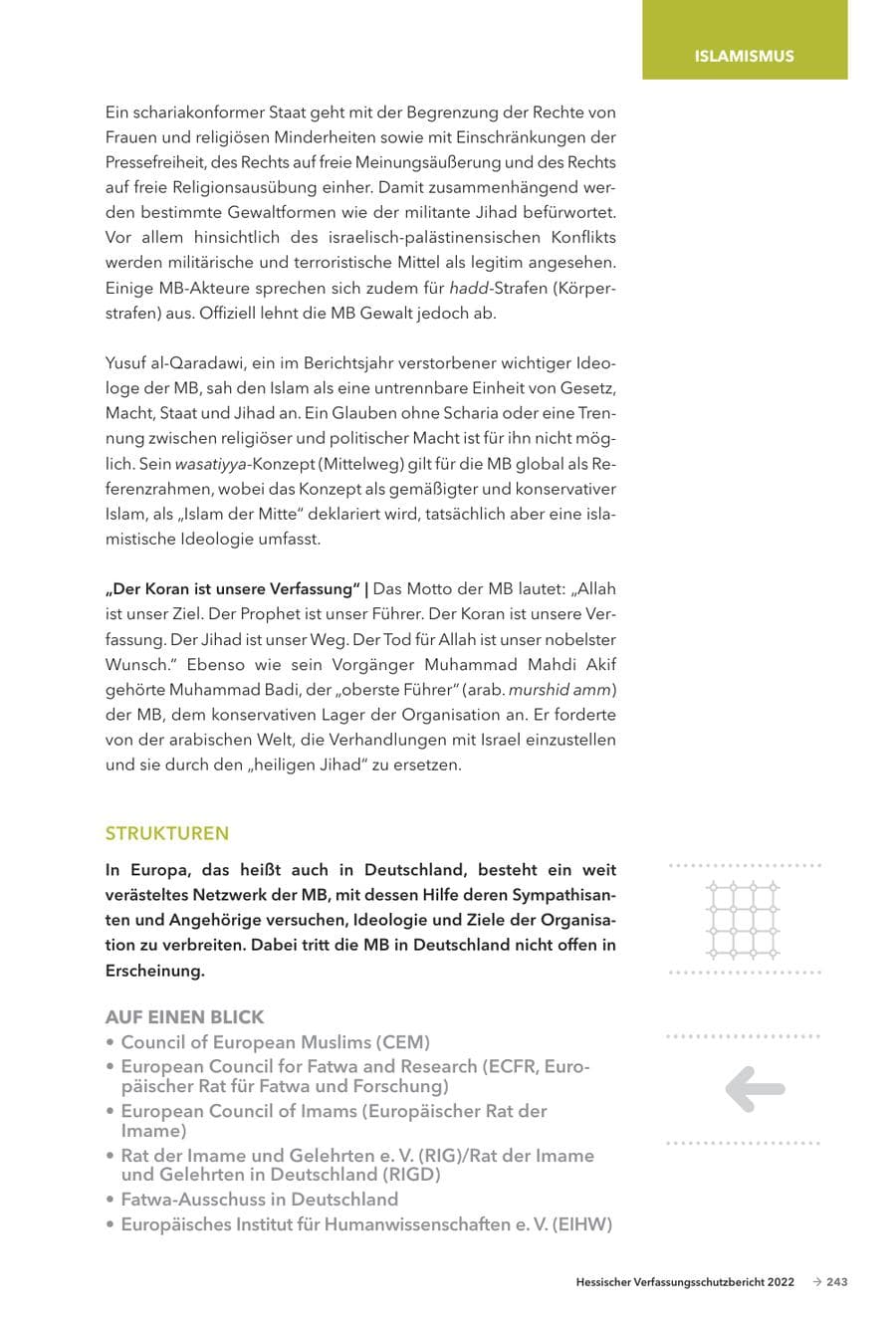 Seite 245 des Verfassungsschutzbericht 2022 Hessen
