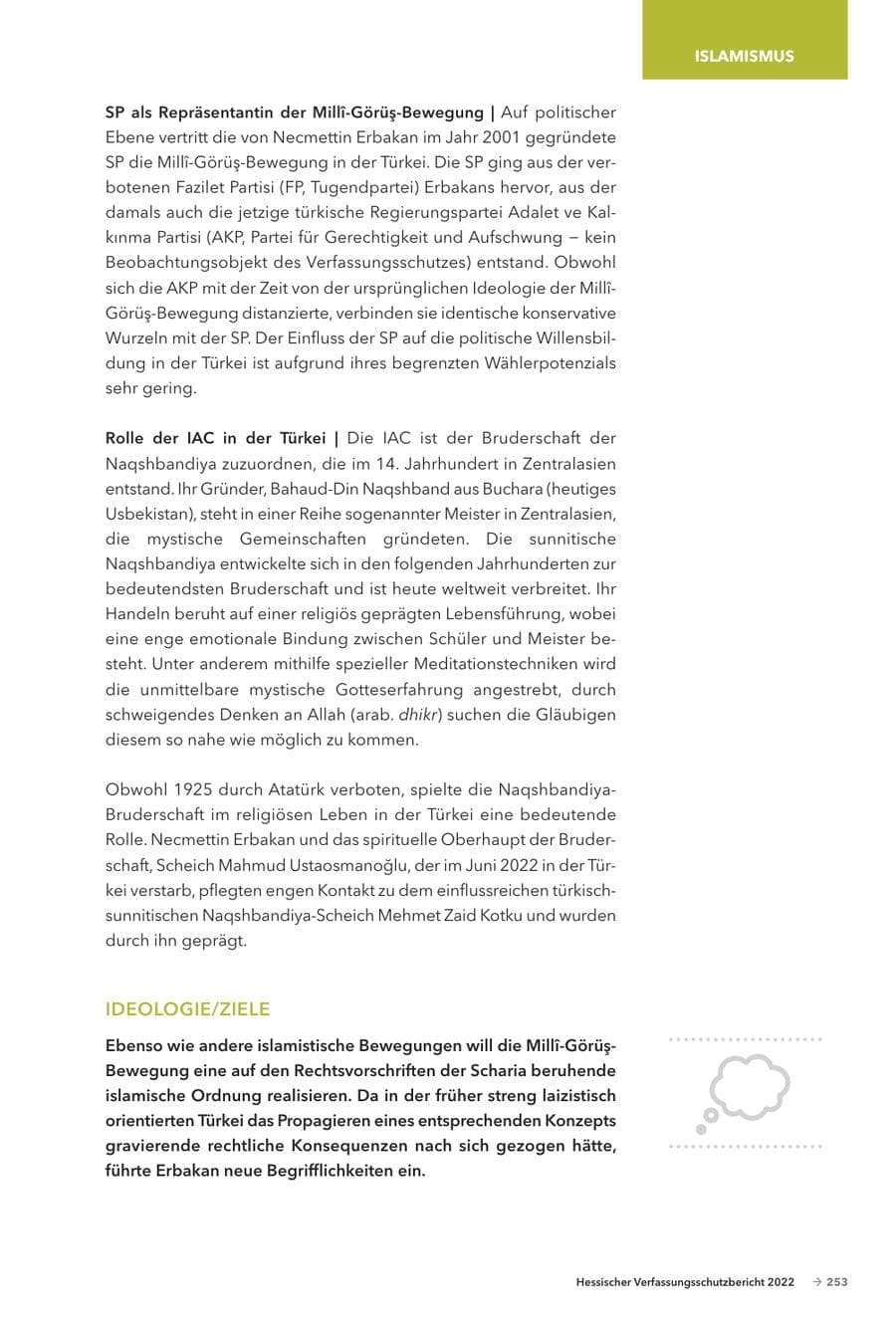 Seite 255 des Verfassungsschutzbericht 2022 Hessen