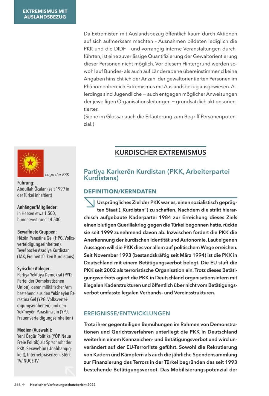 Seite 270 des Verfassungsschutzbericht 2022 Hessen