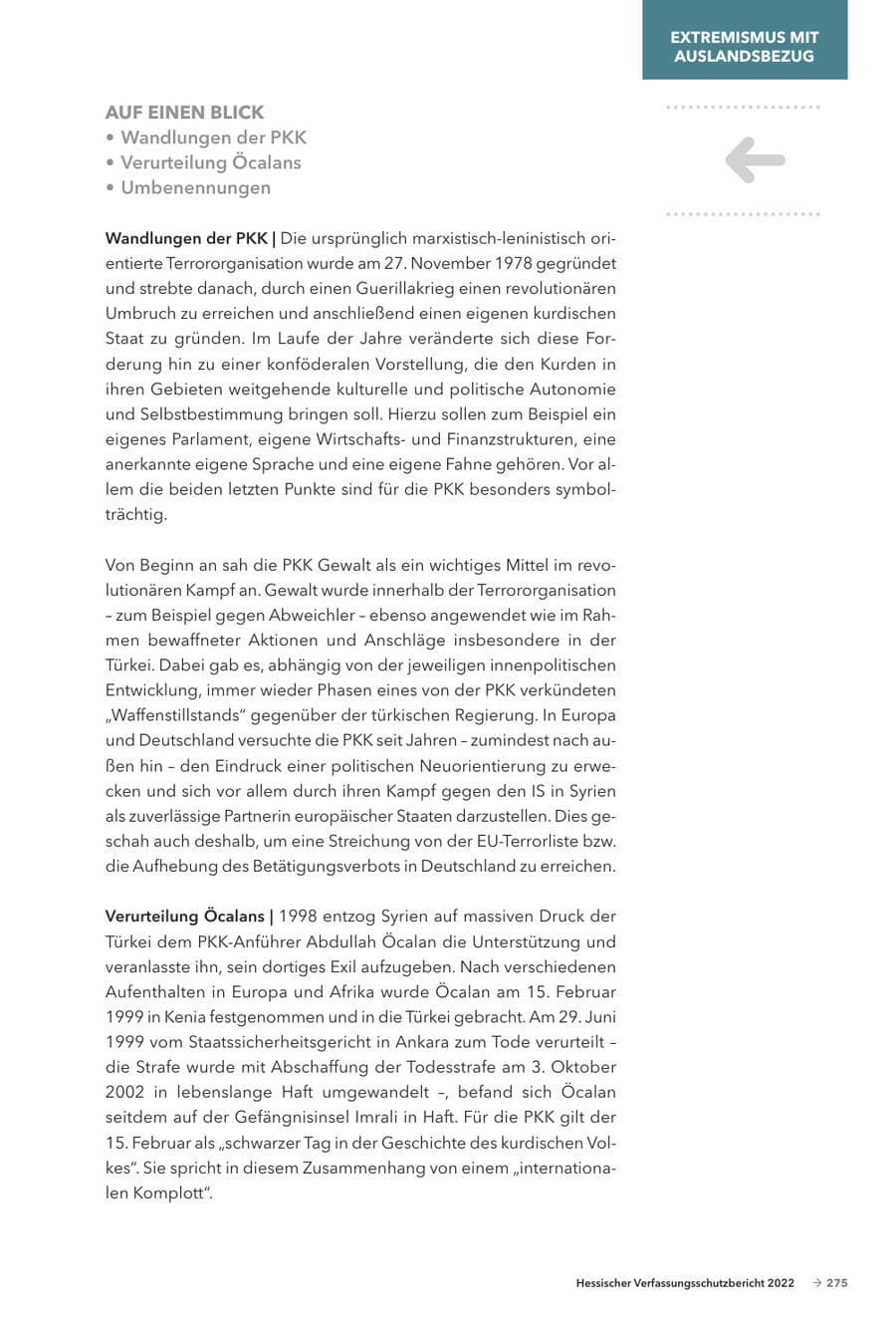 Seite 277 des Verfassungsschutzbericht 2022 Hessen