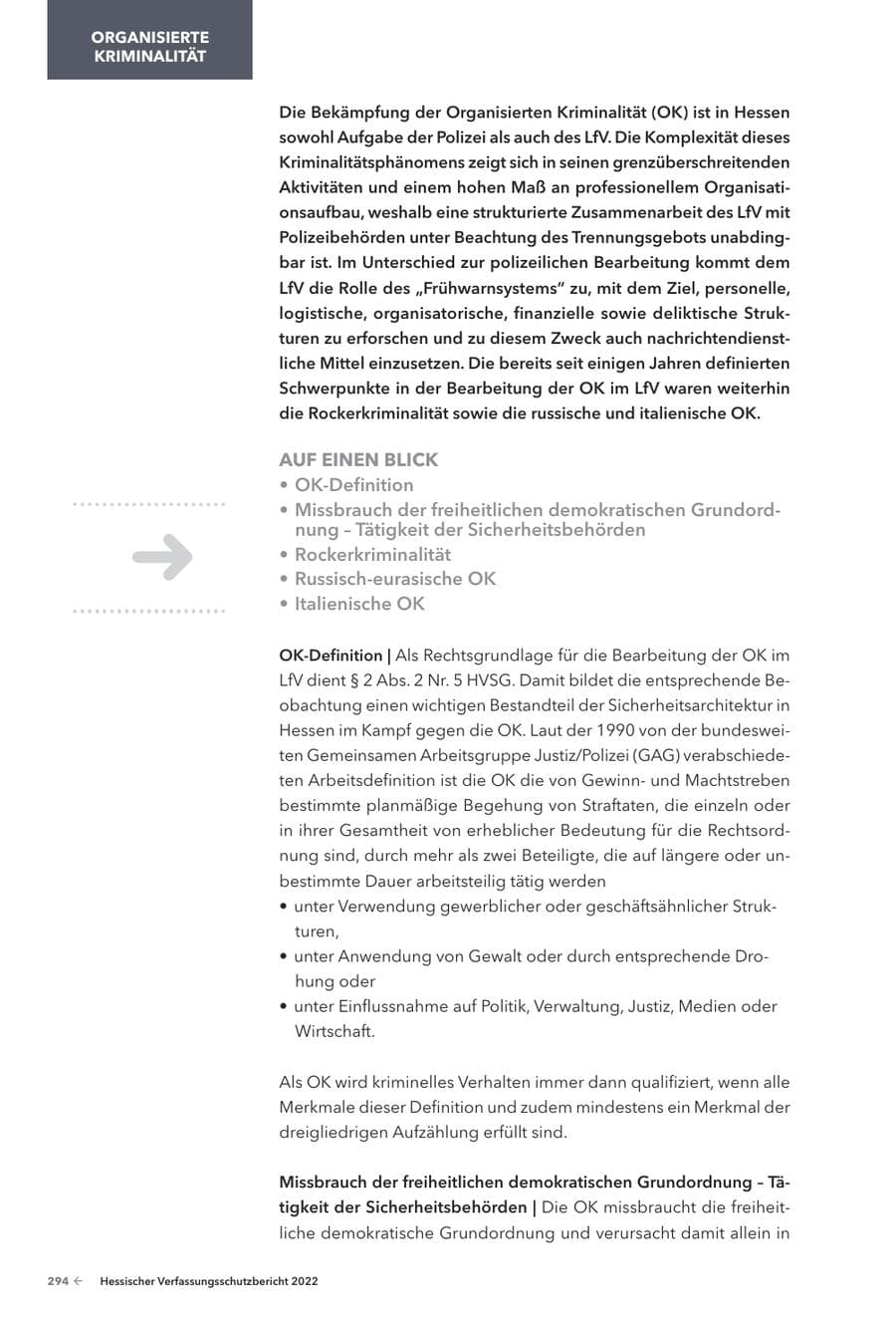 Seite 296 des Verfassungsschutzbericht 2022 Hessen