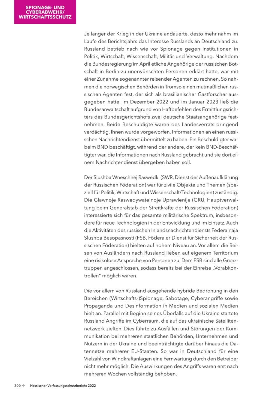 Seite 302 des Verfassungsschutzbericht 2022 Hessen