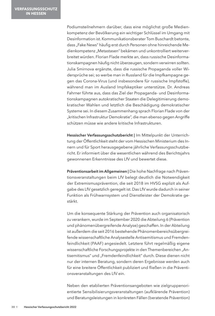 Seite 32 des Verfassungsschutzbericht 2022 Hessen