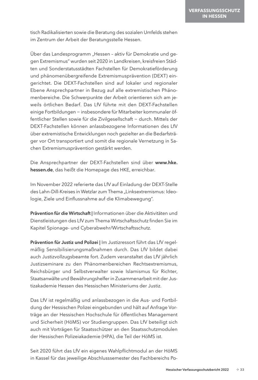 Seite 35 des Verfassungsschutzbericht 2022 Hessen