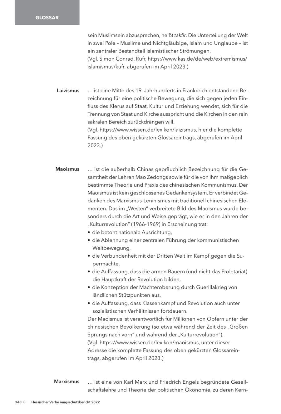 Seite 350 des Verfassungsschutzbericht 2022 Hessen