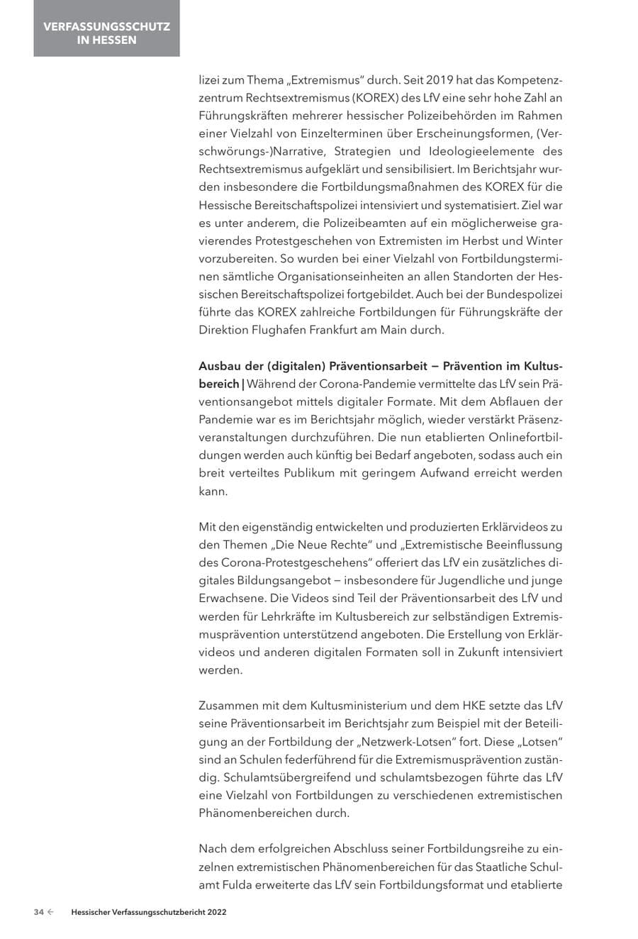 Seite 36 des Verfassungsschutzbericht 2022 Hessen