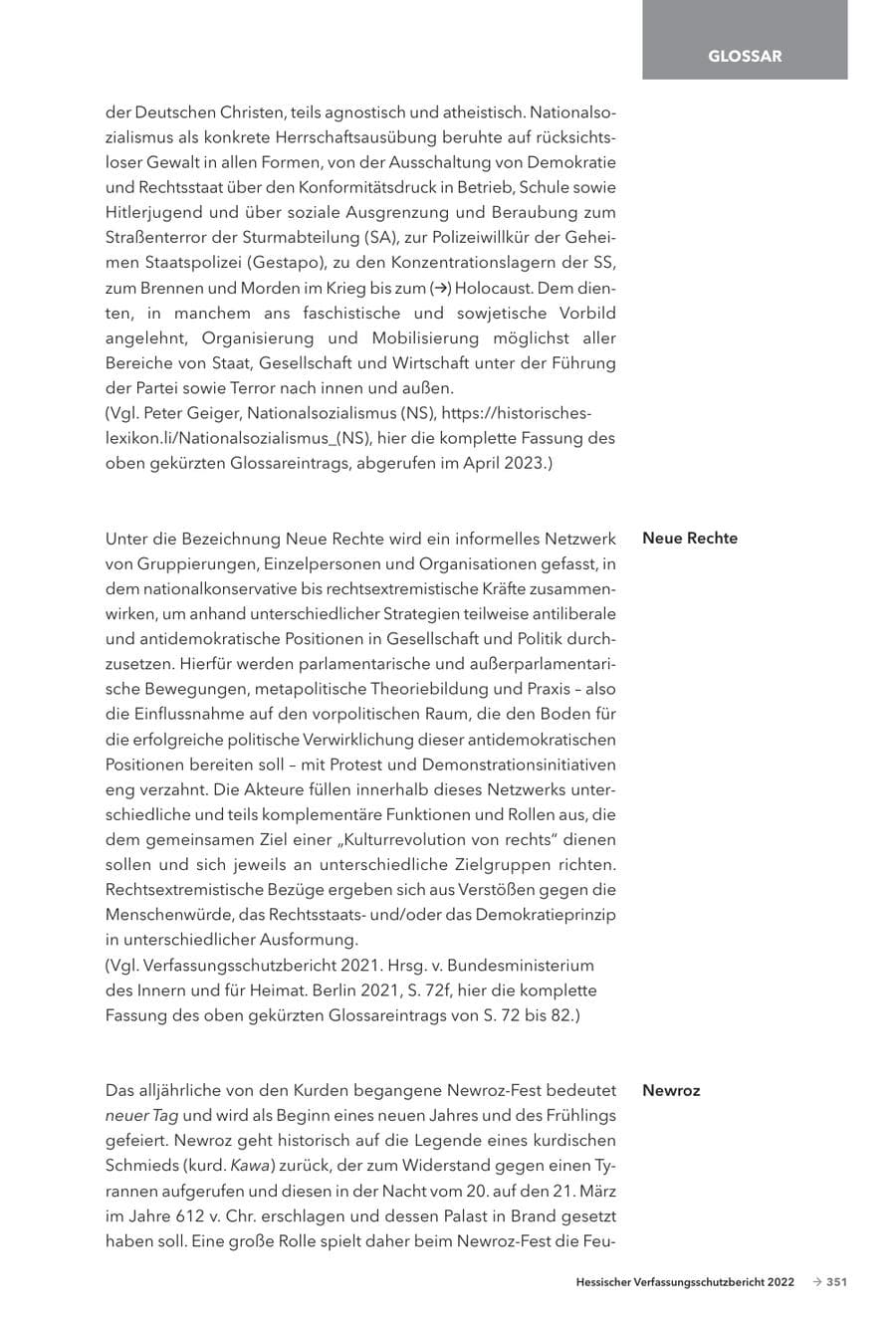 Seite 353 des Verfassungsschutzbericht 2022 Hessen