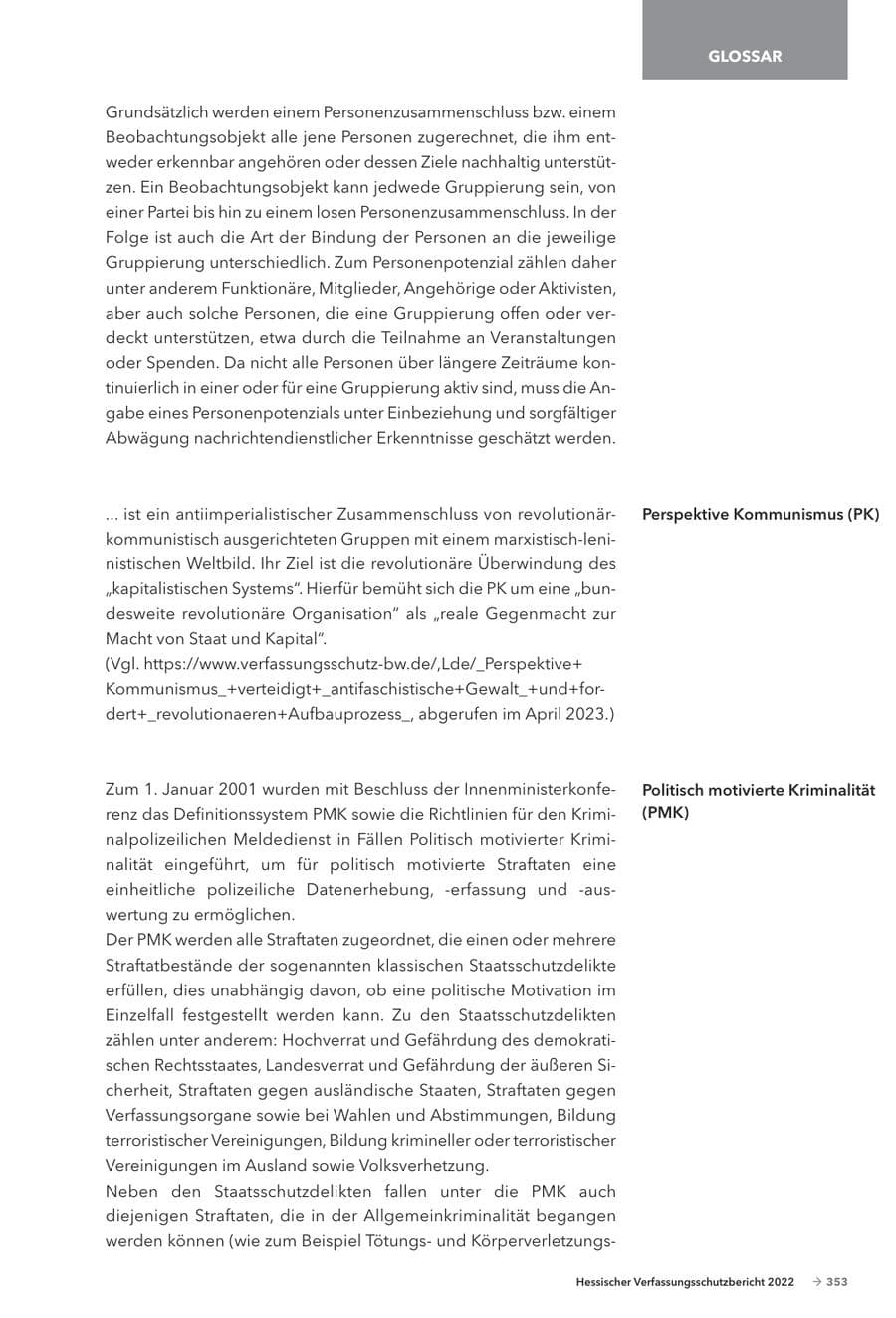 Seite 355 des Verfassungsschutzbericht 2022 Hessen