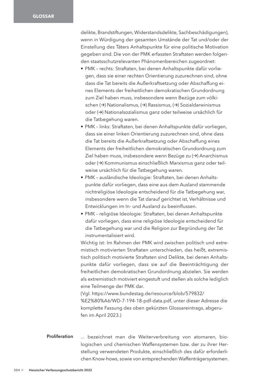 Seite 356 des Verfassungsschutzbericht 2022 Hessen