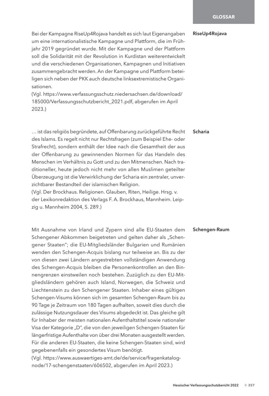 Seite 359 des Verfassungsschutzbericht 2022 Hessen