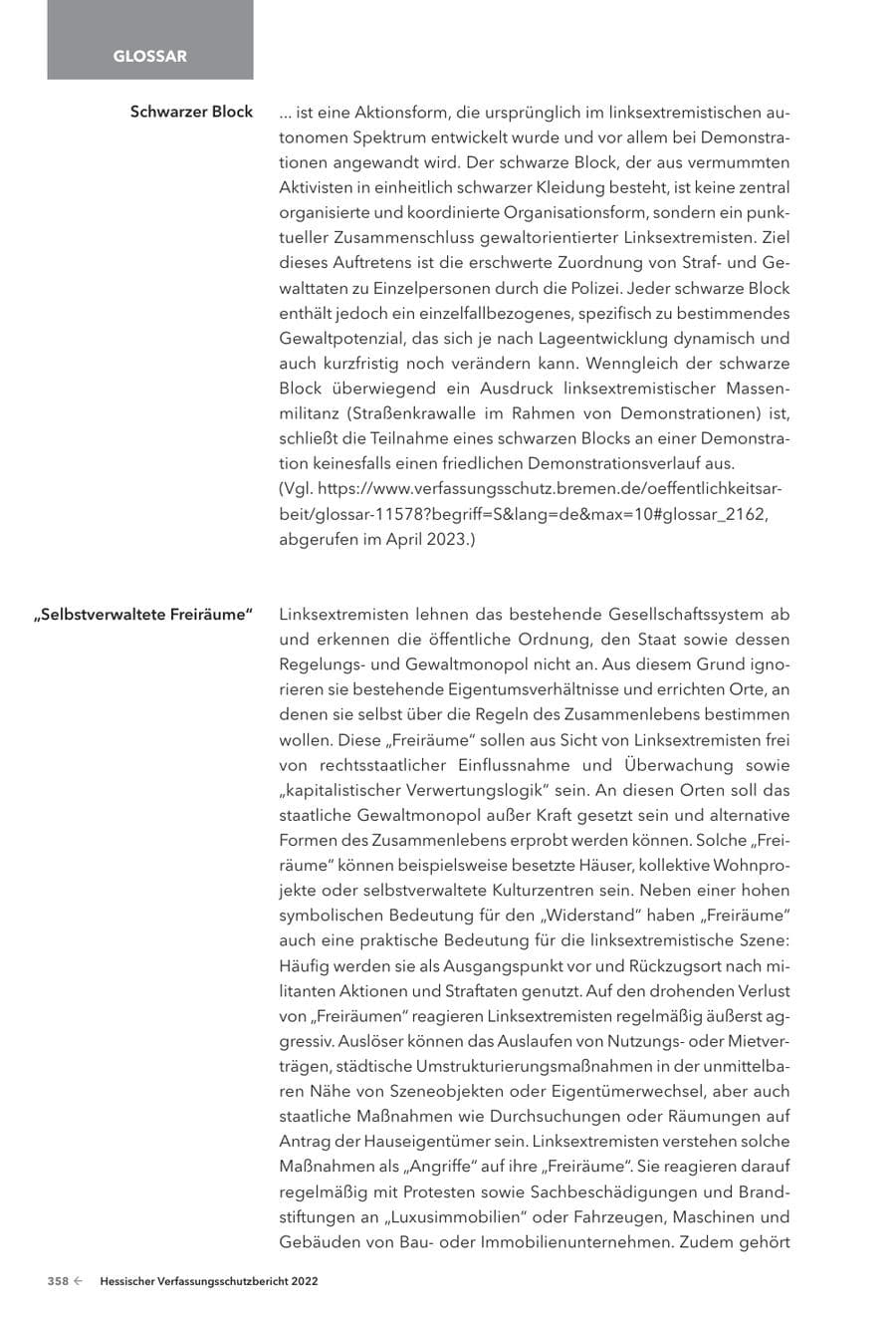 Seite 360 des Verfassungsschutzbericht 2022 Hessen