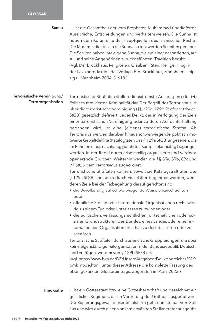 Seite 362 des Verfassungsschutzbericht 2022 Hessen